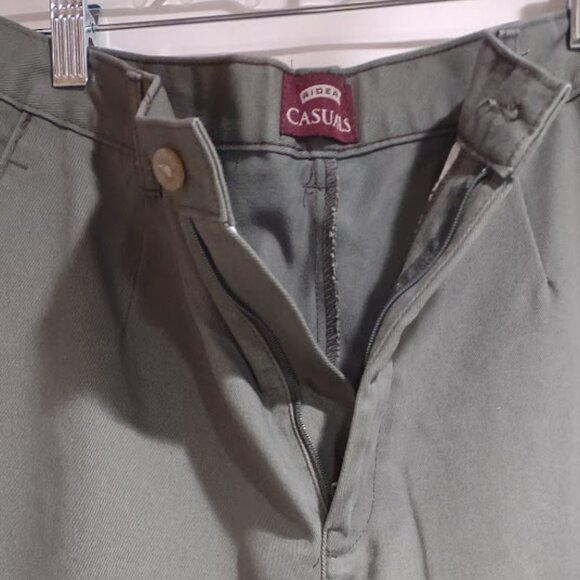 RIDER CASUAL 2 POCKET KHAKI GREEN JEANS ALL COTTON HI RISE STRAIGHT LEG SIZE 12M - Picture 5 of 11